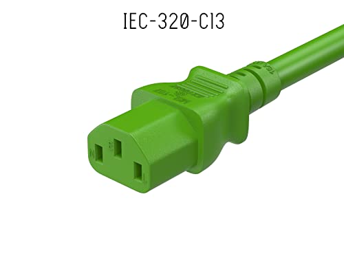 Cable Leader 2Ft 18 Awg Universal Power Cord Iec320 C13 To Nema 5-15P, Green #TOP4
