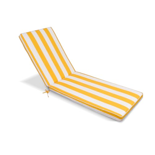 Only choice Outdoor Lounge Chair Cushions Patio Chaise Lounge Replacement Cushions Funiture Seat Cushions Chair Pads (Yellow White Striped-1 pcs)