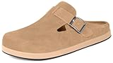 Zuecos Hombre Mujer Cuero Pantuflas de Cerradas en Invierno Zapatillas de Jardín Clogs Ligeros Verano Casual...