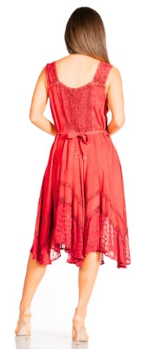 Image of Sakkas Magdilena Stonewashed Corset Front Embroidered Dress