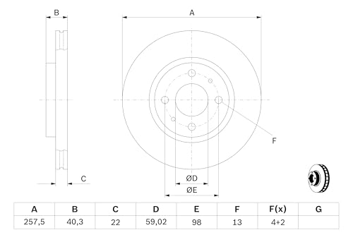 Bosch BD557 Dischi Freno, Certificato ECE-R90, 1 Set Di 2 Dischi - 2