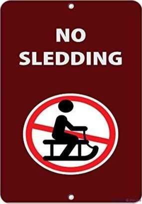 Park Safety Sign No Sledding 8"x12" - Rust-Free Aluminum, Home