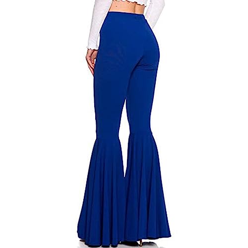 Womens High Waisted Pleated Flare Fit Pants Solid Color Wide Leg Trousers M #TOP2