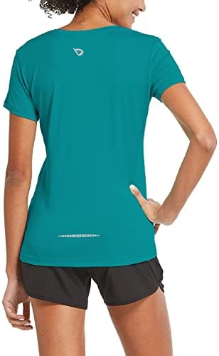 BALEAF Women's Athletic Running Shirts Short Sleeve Tee Loose Fit Lightweight Quick Dry Workout Gym Yoga Crewneck Tops Teal Size L