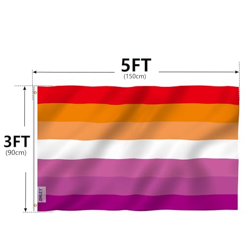 ANLEY Fly Breeze 3x5 Feet Sunset Lesbian Pride Flag - Vivid Color and UV Fade Resistant - Canvas Header and Double Stitched - Sunset Pride with Brass Grommets 3 X 5 Ft