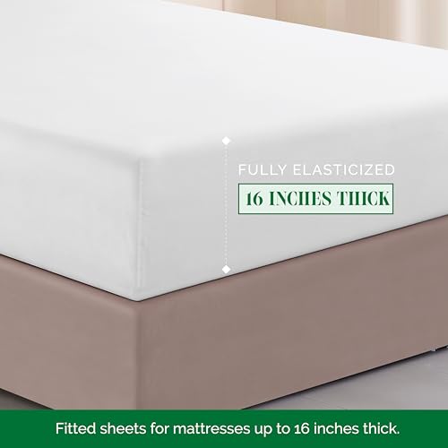 Image of Elegant Comfort Luxurious 1500 Premium Hotel Quality Microfiber Three Line Embroidered Softest 4-Piece Bed Sheet Set, Wrinkle and Fade Resistant, Twin /Twin XL, White