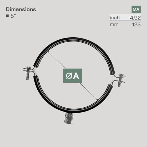 Vent Systems Ø125mm 2 Stücke Rohrschelle für alle Arten der Belüftung, runde gerade Kanäle an Wand oder Decke anschließen. mit Gummi zur Geräuschunterdrückung