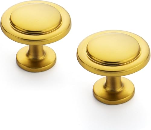 Image of Ravinte 50 Pack Brushed Brass Cabinet Pulls - 1-1 /4 inch Kitchen Cabinet Knobs and Drawer Pulls for Dresser Drawers