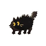 ROSTIVO Spooky Black Cat Enamel Pin for Women and Men, Scared Fluffy Kitten Badge with Yellow Eyes for Halloween Parties, Cosplay Events and Gothic Fashion