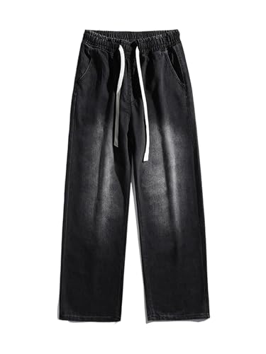 Mens Jeans Summer Lightweight Breathable Thin Wide Leg Denim Pants Loose Straight Casual Trousers