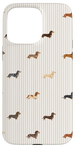 Long-Haired Dachshund, Mini Cream, Wire Doxie Cute Pattern Case for iPhone 15 Pro Max