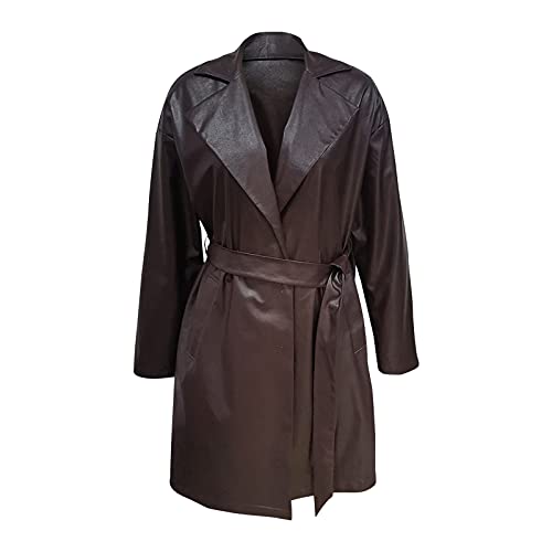 Rumity Damen Lederjacke Kurz Bikerjacke Reverskragen Reißverschluss Leder...