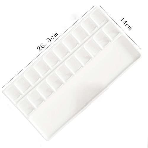 Paleta de acuarela de cerámica con tapa rectangular de múltiples rejillas blancas 3