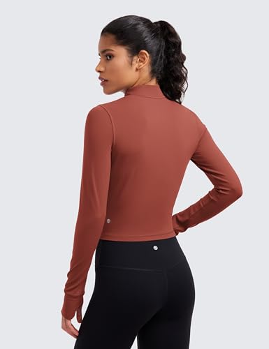 Image of CRZ YOGA Butterluxe Cropped Athletic Jackets | Extremely Soft, Slim Fit, Full Zip, Mockneck, Thumb Holes, for Women