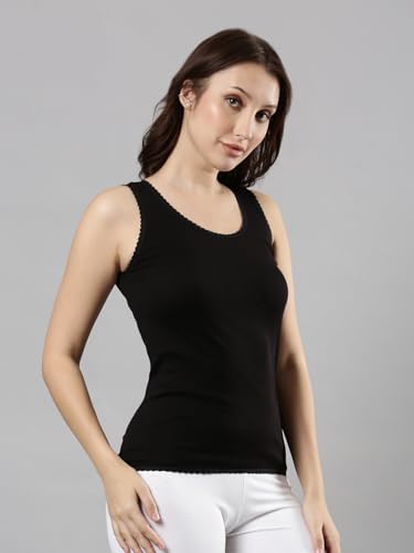 Image of Femmora Body Hugging Camisole, Solid, Soft and Comfortable Cotton Fabric with Scallop lace and Broad Shoulder, for Women,Pack of 1