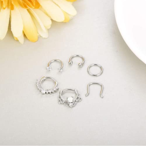 Finrezio 16Pcs 16G Stainless Steel Septum Piercing Nose Rings Hoop Tragus Cartilage Retainer Body Piercing Jewelry #TOP6