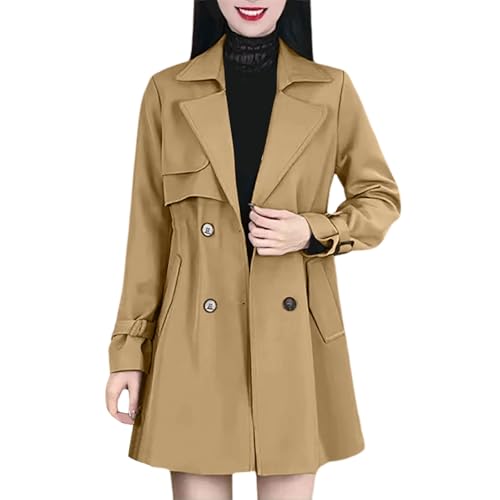 Hsternexy Chaqueta de primavera para mujer, gabardina de manga larga, chaqueta de primavera con botones, chaqueta de verano monocolor, chaqueta de mujer, chaqueta ligera de entretiempo, abrigo de