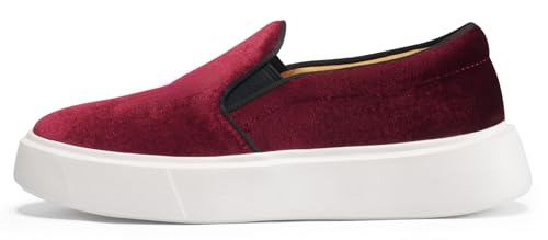 Image of Journey West Women's Fashion Velvet Sneakers with Embroidery Comfortable Slip-On Work Shoes for Women