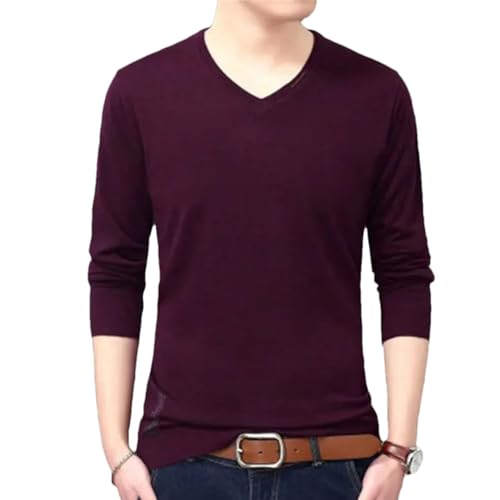 Men's V-Neck Thin Knit Pullover Sweater Long Sleeve Oversized Casual Lightweight Jumper Tops