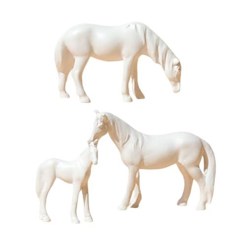 LIXSAZSE 3個のミニチュアフィギュア 馬の彫刻 プレミアム樹脂製 リアルな家の装飾や写真撮影の小道具に最適 耐久性がありエコ