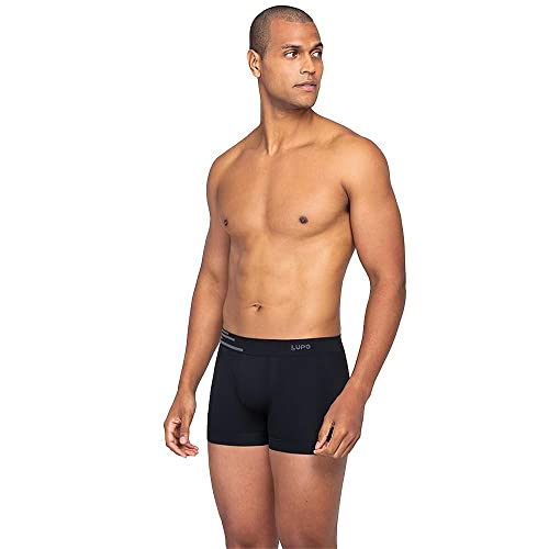 Kit 2 Cuecas Boxer Lupo Microfibra Sem Costura Preto/Vermelho G