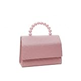Bolsa Infantil Elegante com Alça de Pérolas, Luxo e Brilho para Princesas, Acessório Fashion (Rosa Escuro)