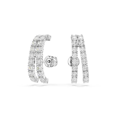 Swarovski Matrix ear cuffs, Round cut, clear, Rhodium finish