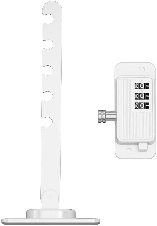 Adjustable Proof Window Security Lock, 1 Pack White 5-Position Code Window Restrictor for Home Apartment Sliding Safety, No Drill Latch Lock for Pet Protection