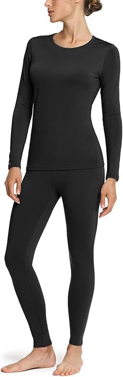 El Mejor Listado de Ropa de dormir los más recomendados. 47 RUAKIVA Mujer Ropa de Dormir,Mujer Pijamas,Mujer Conjunto de Pijama Térmico para Mujer,Top y Pantalón Térmico,Capa Base Ultra Suave,Pijamas Calentitos de Otoño e Invierno,Negro