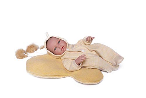 Guca Dolls - Doll Newborn Dario Yellow Pyjama with Matching Butterfly Cushion, 36 cm, Multi-Coloured (921)