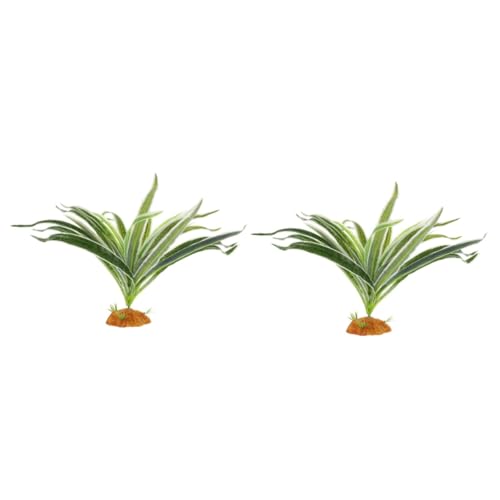 INOOMP 2stücke Reptilienpflanze Mit Basis Künstliche Terrarien-Dekoration Für Eidechsen Bartagamen Schlangen Und Andere Reptilien Lebensechte Simulation Für Terrarien Und Aquarien