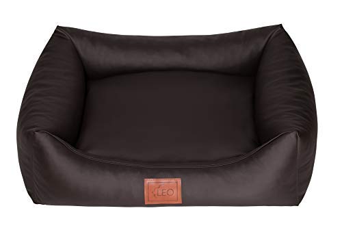 Leo4dog. Sofa Natalie. Hundebett, Kunstleder. Hundekissen. Hundesofa. 4 Größen (M 80x60 cm, Dunkelbraun)