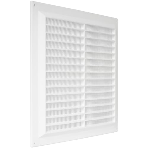 Repa Market 10'' x 10'' Inch / 250 x 250 mm (Outer) Plastic Vent Cover - White Square Soffit Vent - Exhaust Ventilation Louver - Air Inlet Grille Cover - Built-in Screen Mesh - HVAC Vent Duct Cover