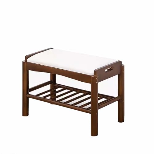 Banc d'entrée en bois style simple avec coussin rembourré et structure renforcée
