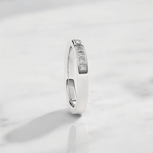 Princess Cut Moissanite Half Eternity Band 14K Yellow Gold Engagement Ring for Women Elegant Art Deco Design Handmade Alternative Fine Jewelry Fourth of July Gift for Sister4