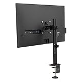Mind Reader Single Monitor Desk Mount for 13'-32' Screens, VESA 75x75/100x100, 180° Rotation, ±90° Swivel, ±45° Tilt, 17.6 lb Load Capacity, Cable Management, Quick Release, Black