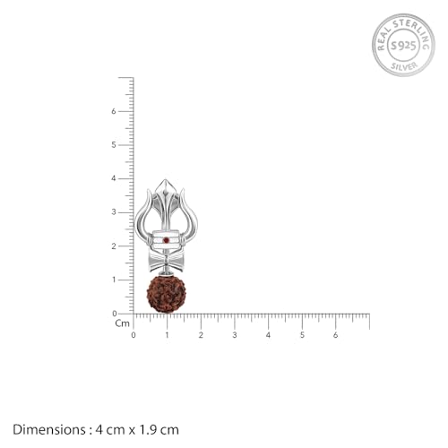 Image of GIVA 925 Silver Trishul Rudraksha Pendant With Box Chain For Him| Necklace to Gift Men & Boys| With Certificate of Authenticity and 925 Stamp | 6 Months Warranty*