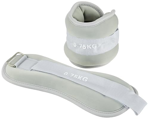 Image of Btag Soft Neoprene Ankle & Wrist Weights (0.750 kg x 2 Pcs) | Adjustable Strap | Unisex Leg & Arm Weight Cuffs for Gym, Workout & Training (Grey)