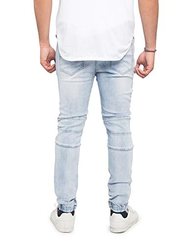Victorious Men's Fashion Slim Fit Biker Denim Joggers Jeans Jg873 - Light Indigo - Medium - Bb8H #TOP2