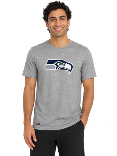 Outerstuff NFL Men's Primary Stadium Logo Short Sleeve T-Shirt, Seattle Seahawks Grey, Small