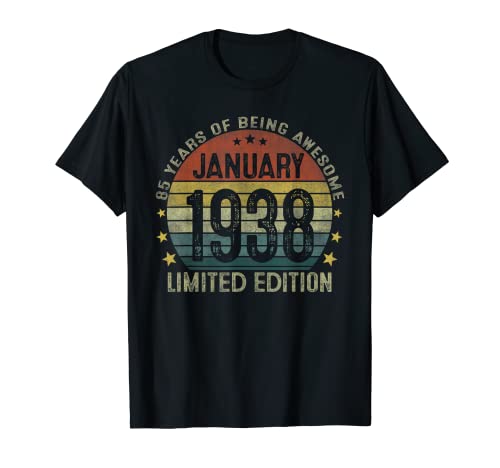 Fabricado En Enero 1938 Regalo 85 Años Cumpleaños Hombre Camiseta
