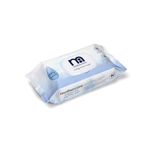 Image of Mothercare 99% Water Baby Wipes | Fragrance-Free & Dermatologically Tested | Soft, Thick & Gentle for Newborn Skin | 80 Wipes - Pack of 1