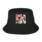 Gorro unisex de lona para verano, viajes, doble capa, con estampado de caniches, perros, pescador, Negro, Talla única