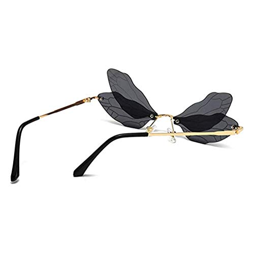 Image of ENTHYI Dragonfly Wing Shape Sunglasses for Women /Men Frameless Irregular Glasses Shades Party Sun Glasses