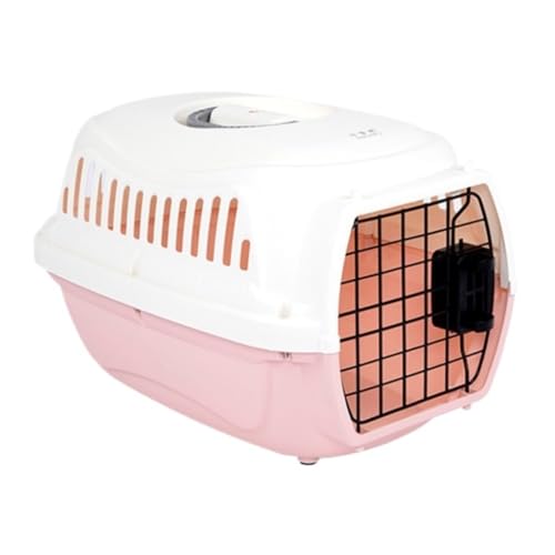 猫と犬のバッグ エアラインボックス、ペット用品、犬用トラベルボックス、プラスチック猫用ケージ、猫用ケージ、犬用ケージ、トラベルバッグ、猫用バッグ ペットトラベルボックス(Pink)