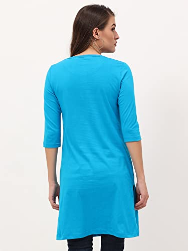 Image of FLEXIMAA Women's Cotton Printed Round Neck 3 /4 Sleeve Color Size Long Top