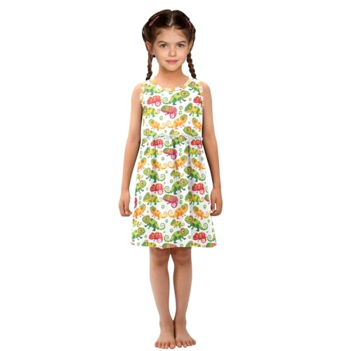 Girls and Toddlers'Sleeveless Colored Chameleon Summer Casual Dresses for Home Party Beach 2-8 Years4