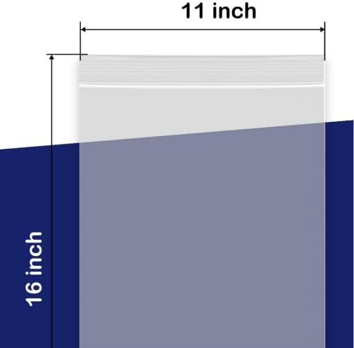 100 Grip Seal Bags 11" x 16" | Reusable Strong Zip Lock | Clear Resealable Plastic Bags | Polythene Packaging for Food Storage, Jewellery - by Sabco (11" x 16")