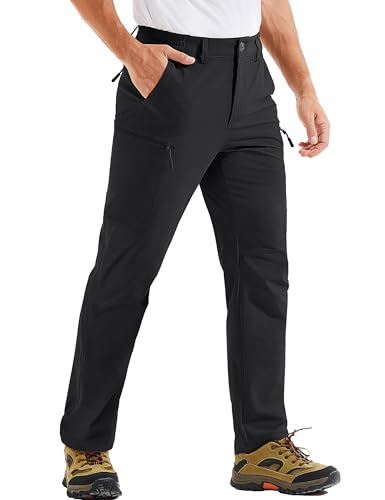 TACVASEN Hiking Trousers Mens Summer Breathable Quick Dry Pants Work Casual Golf Trousers with 6 Pockets Black,3XL