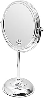 Amtido Magnifying Makeup Mirror 6-Inch - Tabletop Vanity Mirror, Magnification 1x and 8x - 360° Swivel - Chrome Finish